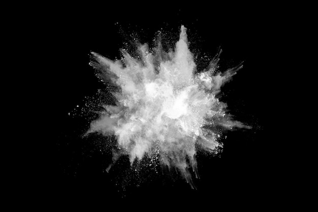 premium photo white powder explosion on black background colorful dust explode https www freepik com profile preagreement getstarted 5104442