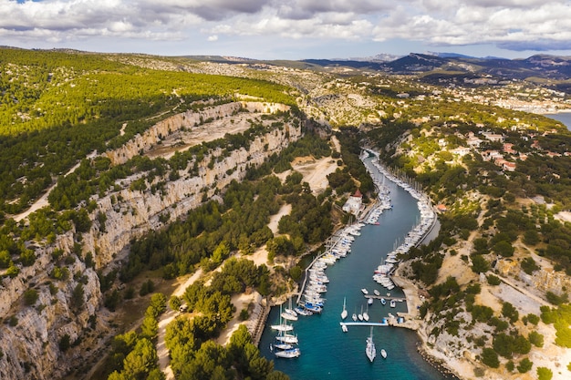 Premium Photo White Yachts In Calanque De Port Miou One Of Biggest Fjords Between Marseille And Cassis France