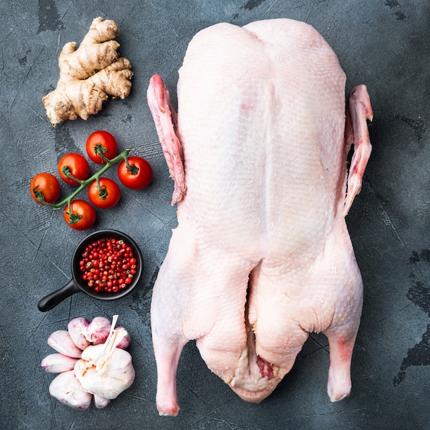 premium-photo-whole-raw-duck-meat-on-grey-table-top-view