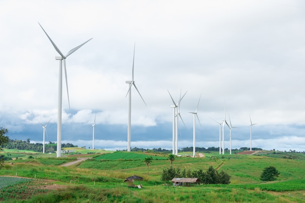 Wind turbines in the field Premium Photo