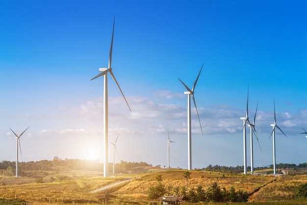 Premium Photo | Wind turbines in the khao kho park, thailand.