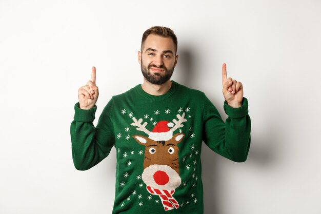 Free Photo | Winter holidays and christmas. unamused bearded guy in ...