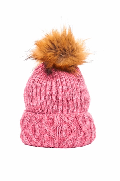 Premium Photo | Winter pink hat isolated on white background