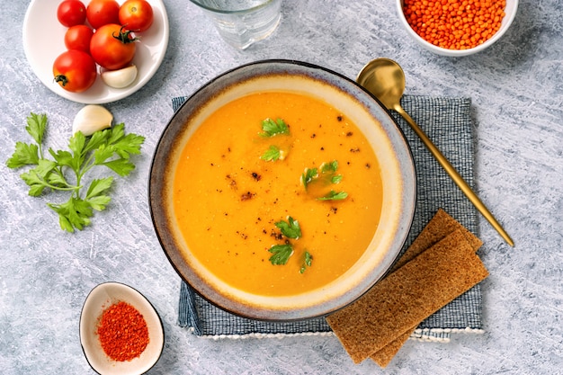 Premium Photo | Winter spicy lentil soup