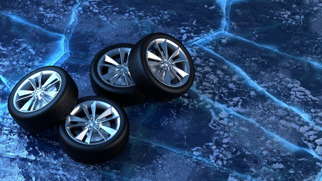 Premium Photo Winter tires on ice. car safety and driving concept