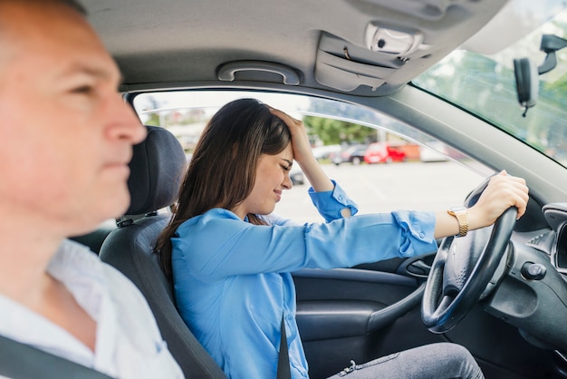 Premium Photo | Woman Failed On Driving Test. Student Driver Taking ...