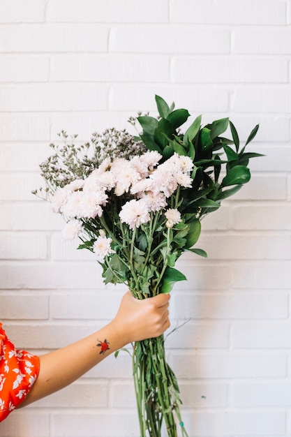 Free Photo Woman Holding Bouquet