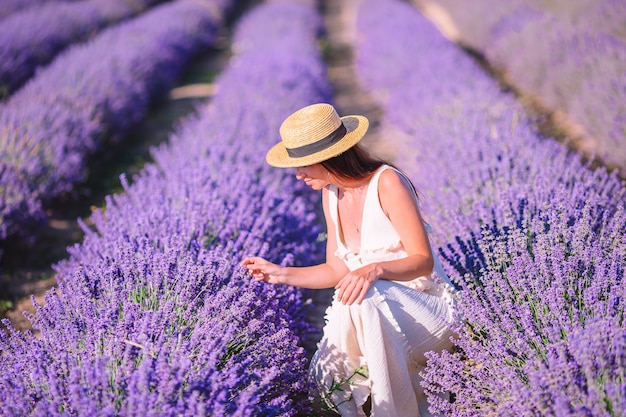 white dress with lavender flowers