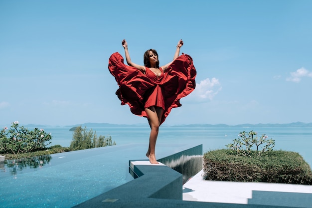 red dress swim