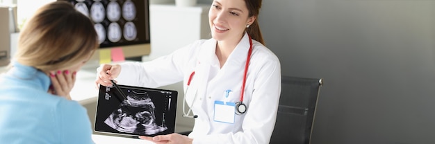 Premium Photo | Woman Obstetrician Gynecologist Showing Patient ...