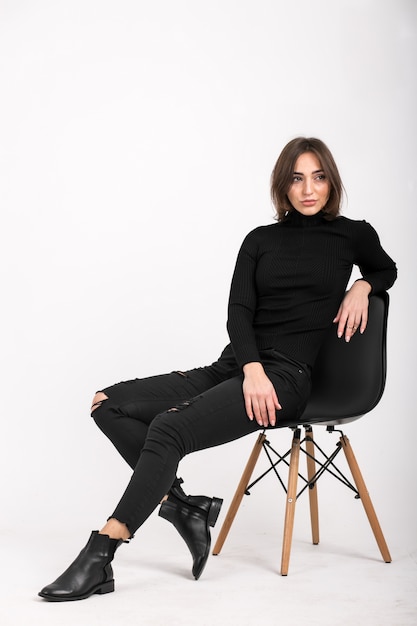 Woman Sitting In A Chair Isolated Free Photo