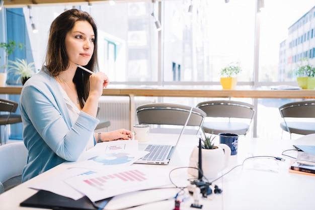 Woman thinking over work problem Free Photo Woman thinking over work problem Free Photo