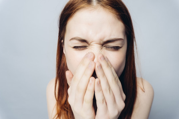 Premium Photo | Woman with allergy, sneezing