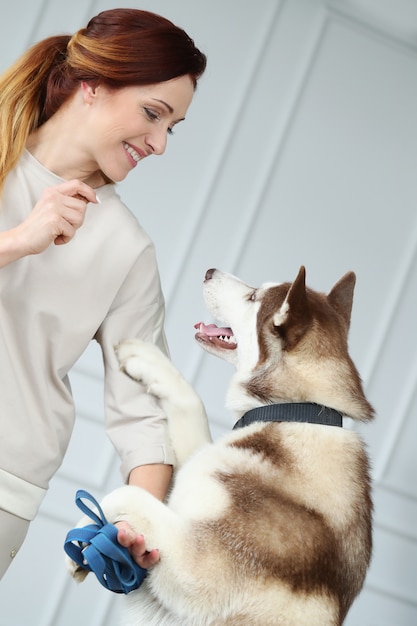 Free Photo | Woman with husky