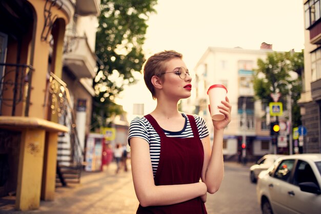 Premium Photo | Woman with short hair outdoors walk leisure