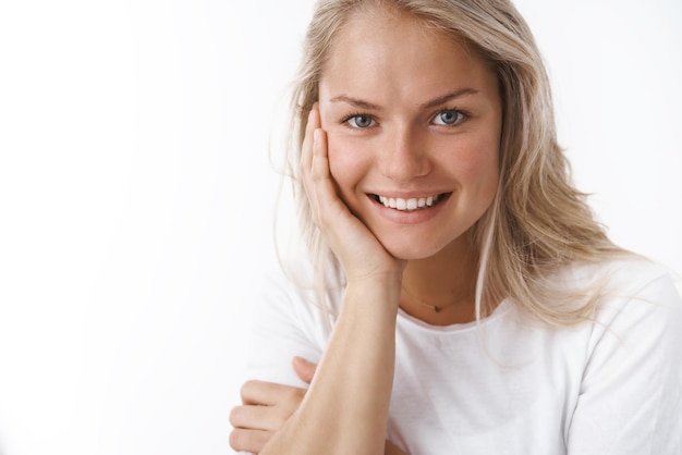 Free Photo | Woman with tattoo leaning on arm and gazing with flirty ...