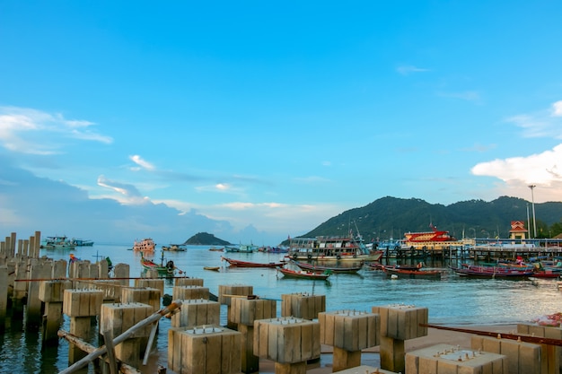 Premium Photo | Wood harbour beach at sea