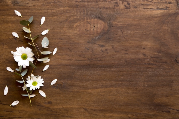 Wooden background with flowers | Free Photo