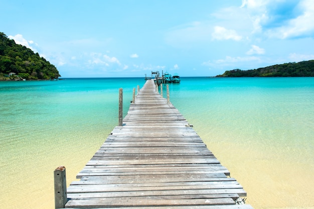 Premium Photo | Wooden bridge at the tropical beach koh kood island ...