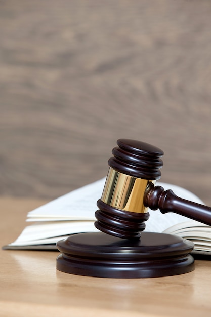 Premium Photo | Wooden gavel and books