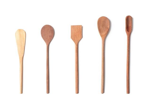 Premium Photo Wooden Kitchen Utensils Isolated Over White Background