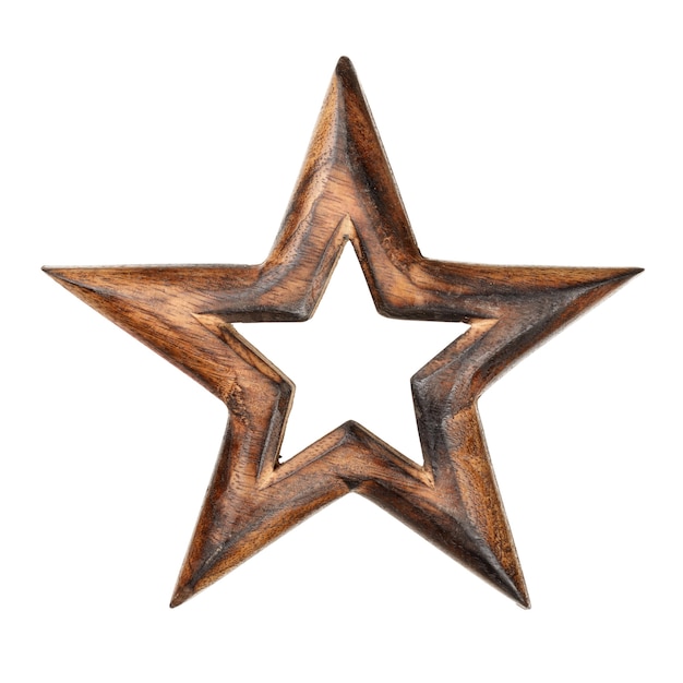 Wooden Star As Xmas Decoration Isolated, Large Wooden Decorative Stars