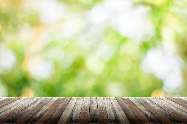 Premium Photo | Wooden tabletop with fresh green nature