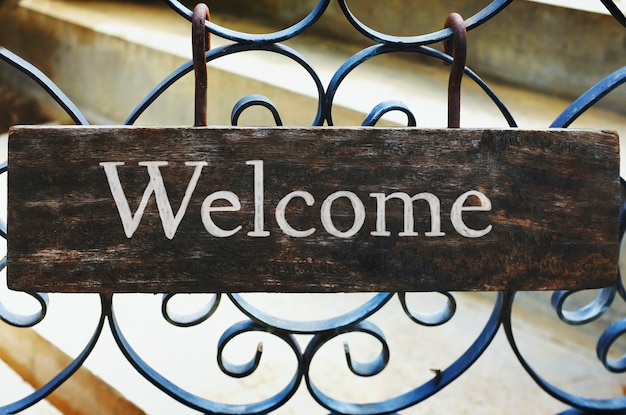 Download Free Photo Wooden Welcome Sign Mockup