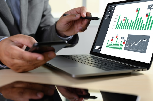 Work hard data analytics statistics information business technology Premium Photo
