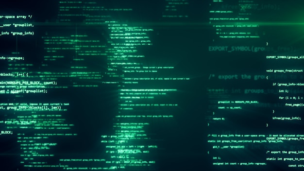 Premium Photo | The work of program code in the technological space 3d ...