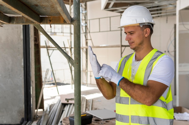 Free Photo | Worker on a construction site wearing protection gear