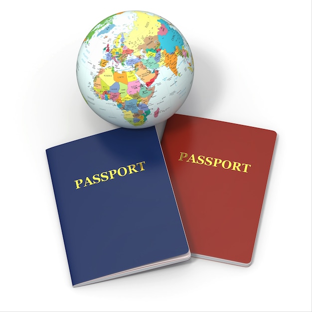 Premium Photo World Travel Earth And Passport On White Background 5219