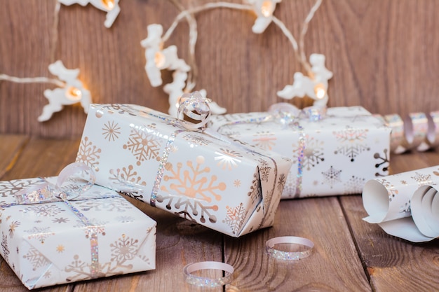 gift boxes and wrapping paper