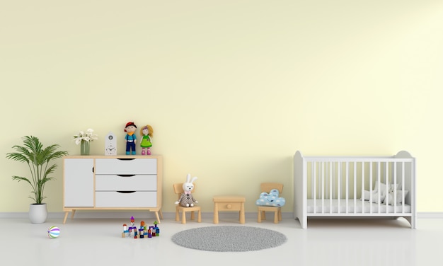 Premium Photo Yellow Child Bedroom Interior For Mockup