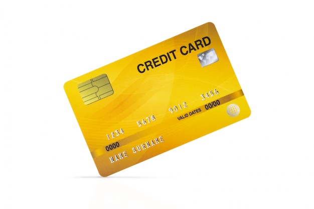 Premium Photo | Yellow credit card isolated on white with clipping path