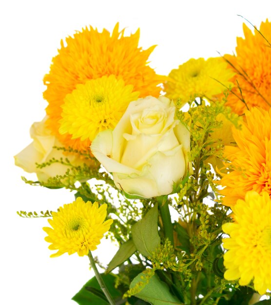 Premium Photo | Yellow fall flowers bouquet close up isolated on white ...