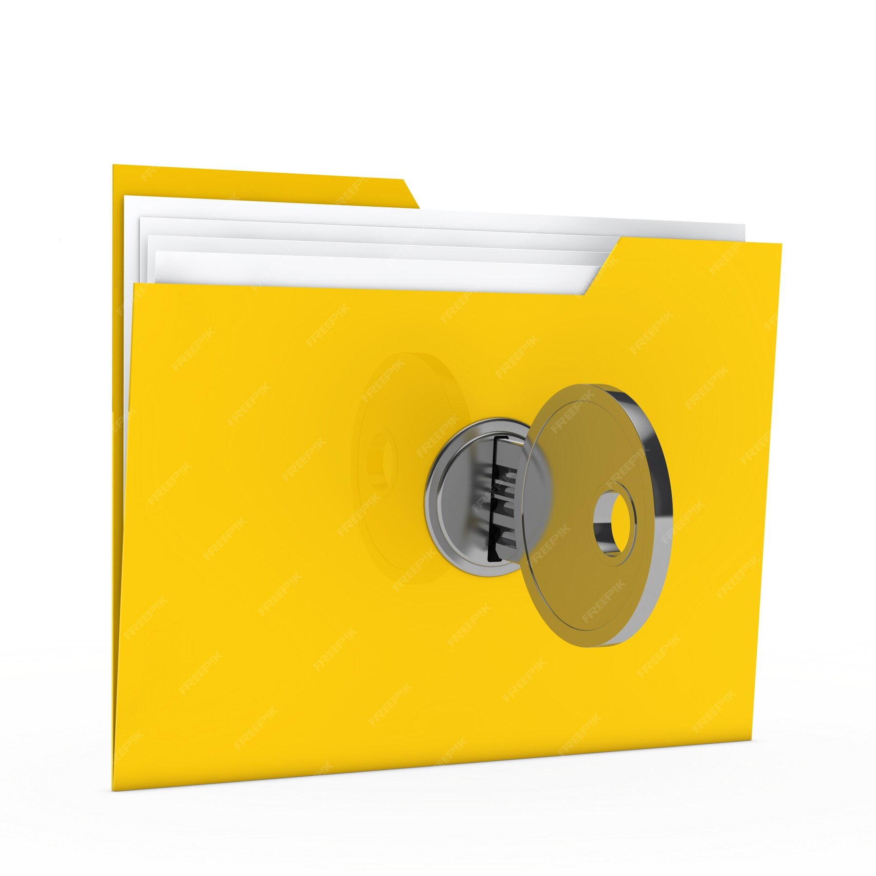 Free Photo Yellow Folder With Security Key