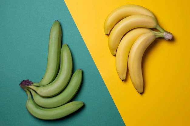 Premium Photo | Yellow and green bananas