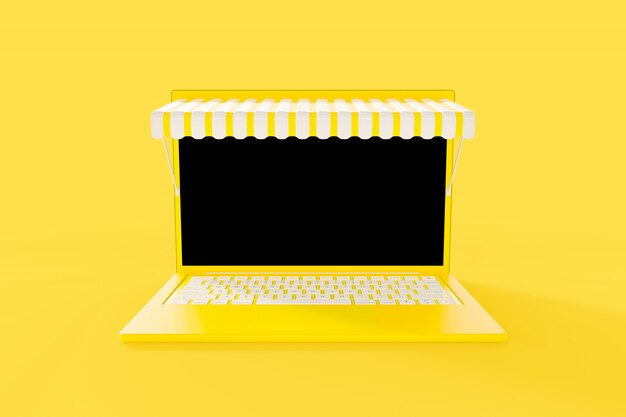 Download Premium Photo Yellow Laptop Computer Mock Up PSD Mockup Templates