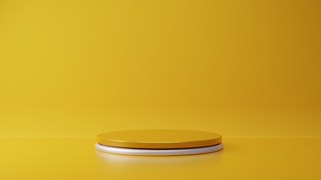 Yellow product stand on background Premium Photo