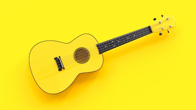 Premium Photo  Yellow ukulele minimal concept