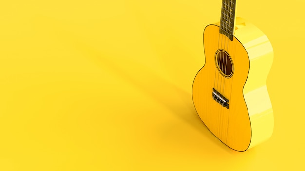 Premium Photo  Yellow ukulele standing up