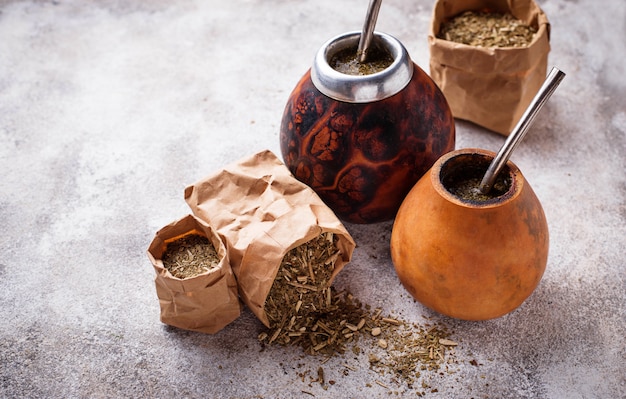 Premium Photo | Yerba mate tea with calabash and bombilla