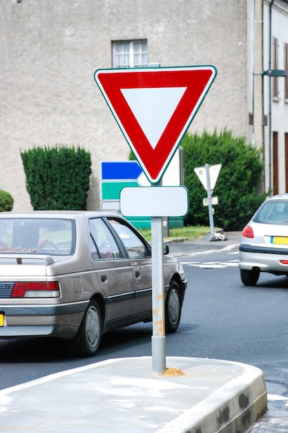 Premium Photo Yield Sign On Road