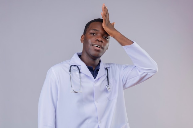 Free Photo Young African American Male Doctor Wearing White Coat With