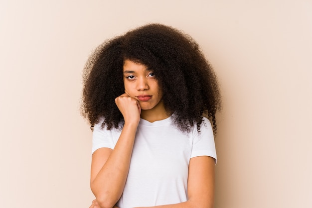 Premium Photo | Young african american woman who is bored, fatigued and ...