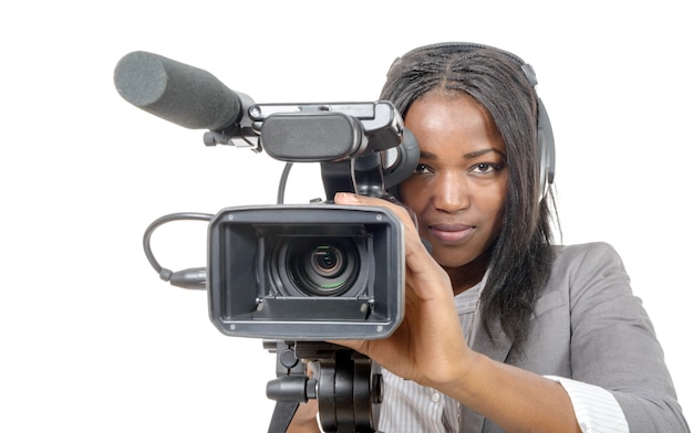 Premium Photo | Young african american women with professional video ...