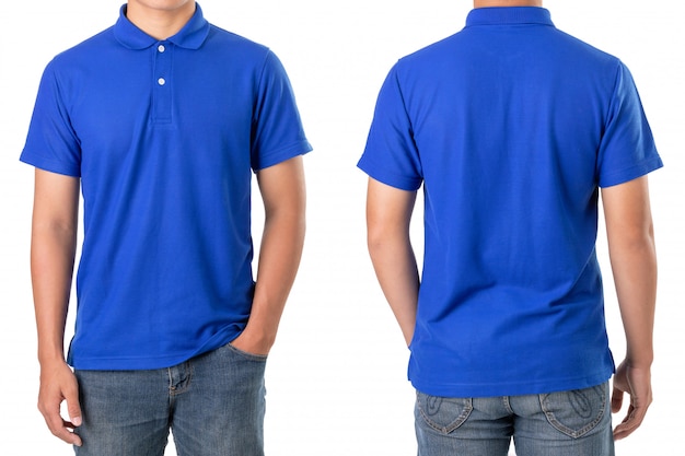 Young asian man wear a blue polo t-shirt | Premium Photo