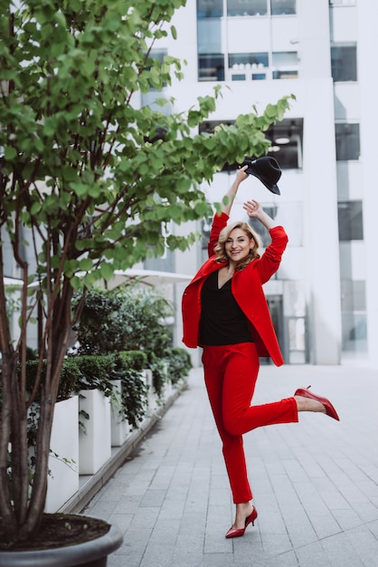 red and black suit girl