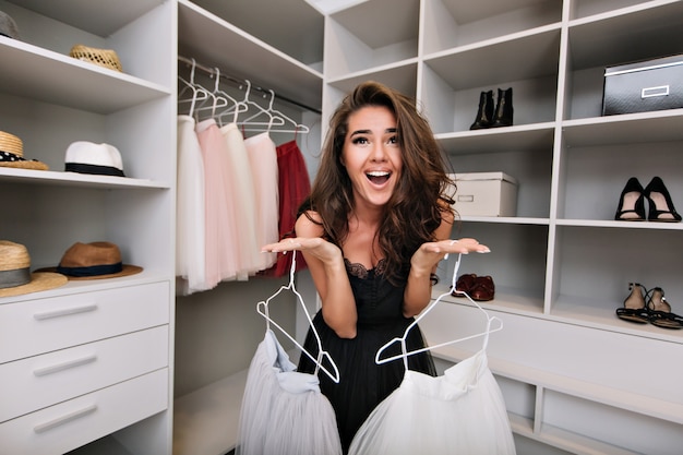 girl happy with her wardrobe